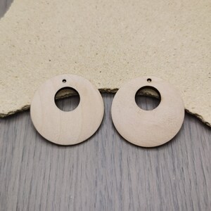 6/20/100 pcs 35 MM Width Round Circle Hoop Shape Natural Wooden Pendant , Unfinished Wood Cutout Earring Dangle Drop Teardrop Charm , ZW0298