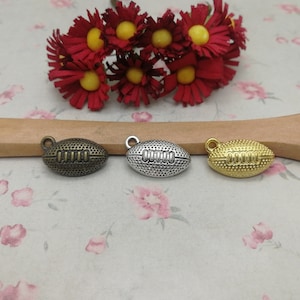 20/100 Pieces Metal rugby football Pendant Necklace Earring Keychain Charm Handmade Jewelry Finding Antique Bronze Silver Gold Color ZM0532