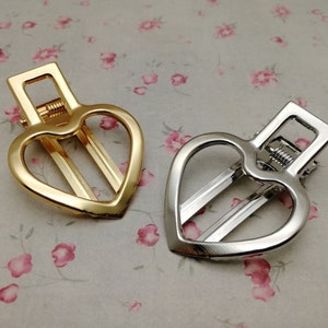2/10/50 pieces heart shape metal alligator hair clip , gold silver color head clip accessory hair pin jewelry making handmade finding ZH0117