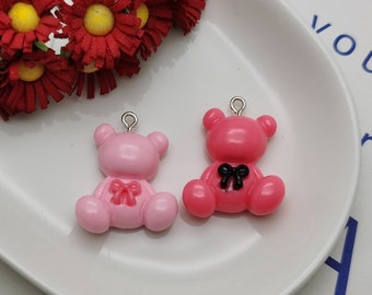 6/20 pieces plastic bear pendant charm , resin handmade craft jewelry making DIY finding necklace earring drop decoration accessory , ZP1105