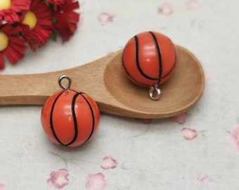 6/20 pieces plastic basketball pendant charm , resin handmade craft jewelry making DIY finding necklace earring decoration accessory ZP0482