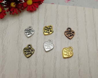 30/100 Pcs Metal love heart Pendant Necklace Earring Keychain Charm Handmade Jewelry Finding Antique Bronze Silver Gold Copper Color ZM0741