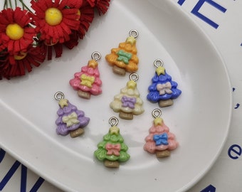 6/20 pieces plastic Christmas tree pendant charm , resin handmade jewelry making DIY finding necklace earring decoration accessory , ZP1121