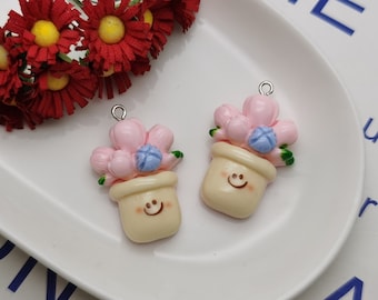 6/20 Pieces Plastic Flower Floral Blossom Pendant Charm , Resin