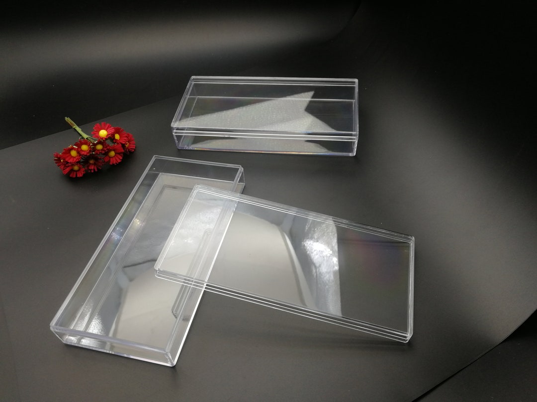 2 Pieces 155x75x25mm Rectangle Shape Clear PS Plastic Box , Jewelry ...