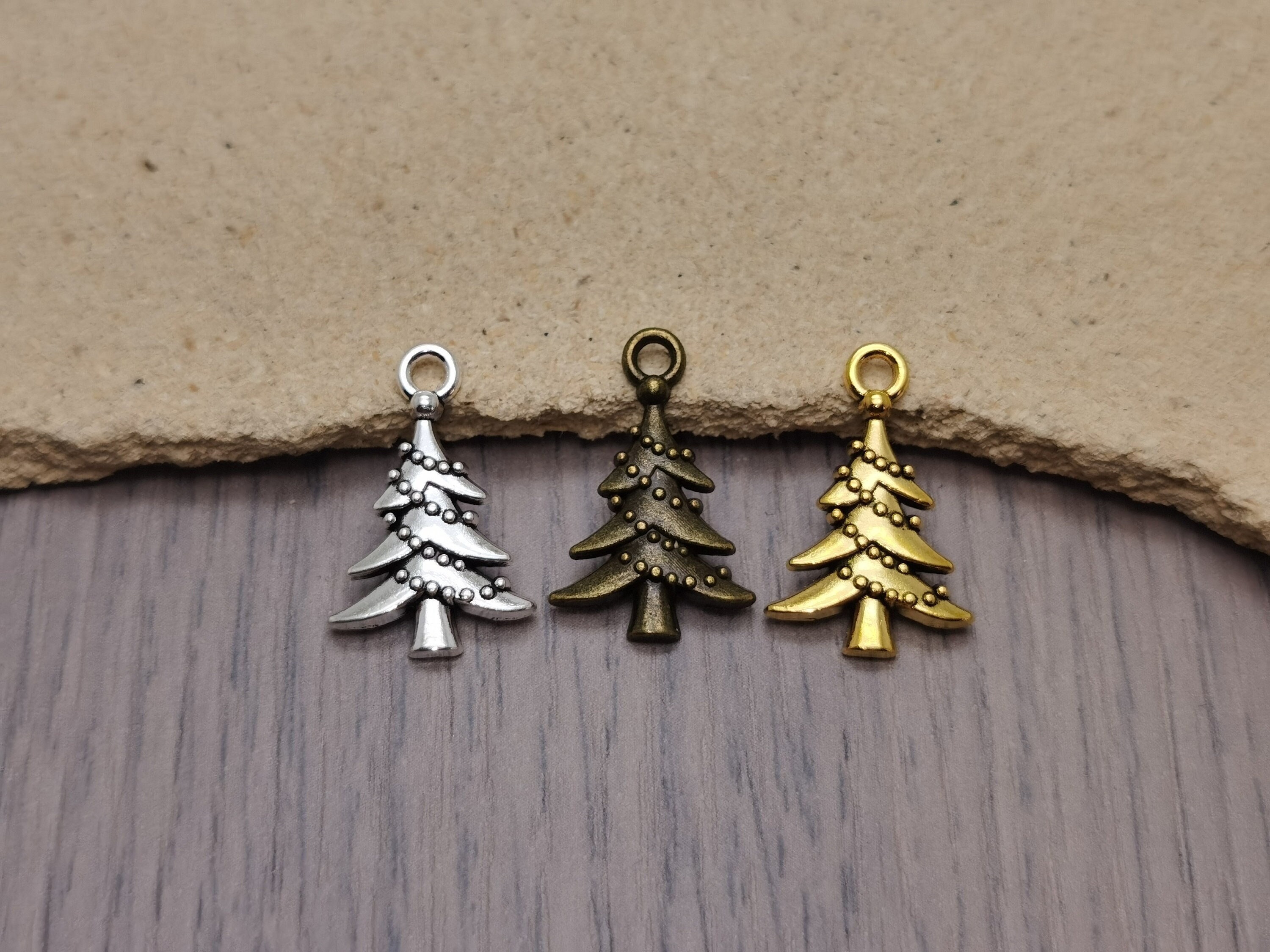 30/100 Pieces Metal Christmas Tree Pendant Necklace Earring