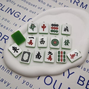 6/20 pieces plastic mahjong pendant charm , resin handmade craft jewelry making DIY finding necklace earring decoration accessory , ZP0999
