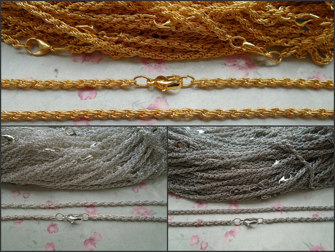 Metal Byzantine Rope Chain Necklace With Lobster Clasp , 3 Mm Diameter ...