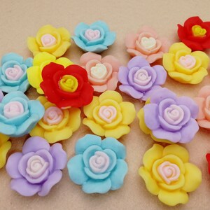 10/50 pieces plastic flower floral flat back cabochon charm , mix color resin flatback cab decoration jewelry bead pendant finding , ZP0064