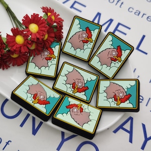 Perle de silicone carte de tarot coq poulet poussin perle focale pour stylo bracelet collier porte-clés lanière perle de silicone breloque trouvant ZS0229