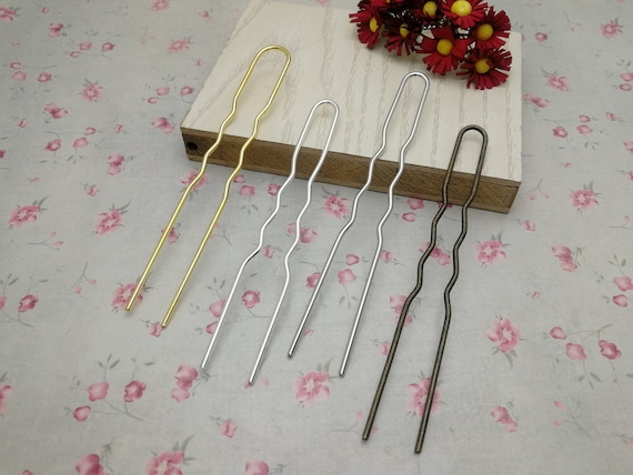 gold and dark silver colors option 50pcs 102x30mm metal U shape hair fork pin hairpin hair stick pick band headband clip accessory ZH50