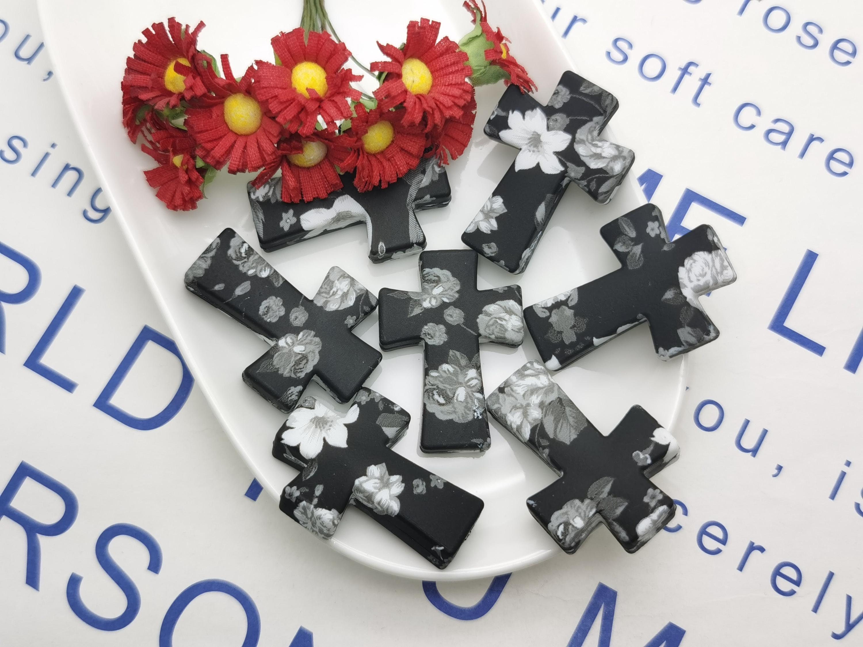 Silicone Bead Flower Jesus Cross Focal Bead for Pen Bracelet