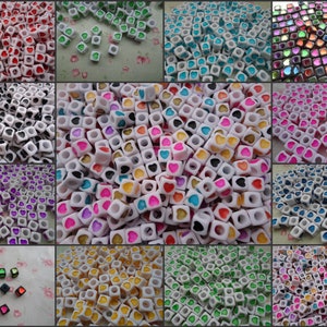 100/1000 piezas 7 mm resina plástica cubo cuadrado cuenta, mezcla color corazón cuenta hecha a mano joyería artesanal haciendo bricolaje encontrar accesorio encanto ZP0001