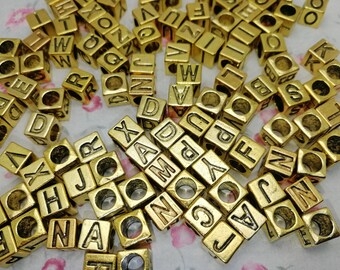 Pink and Gold Letter Beads-1pc, Gold Letter Beads Bulk, Gold