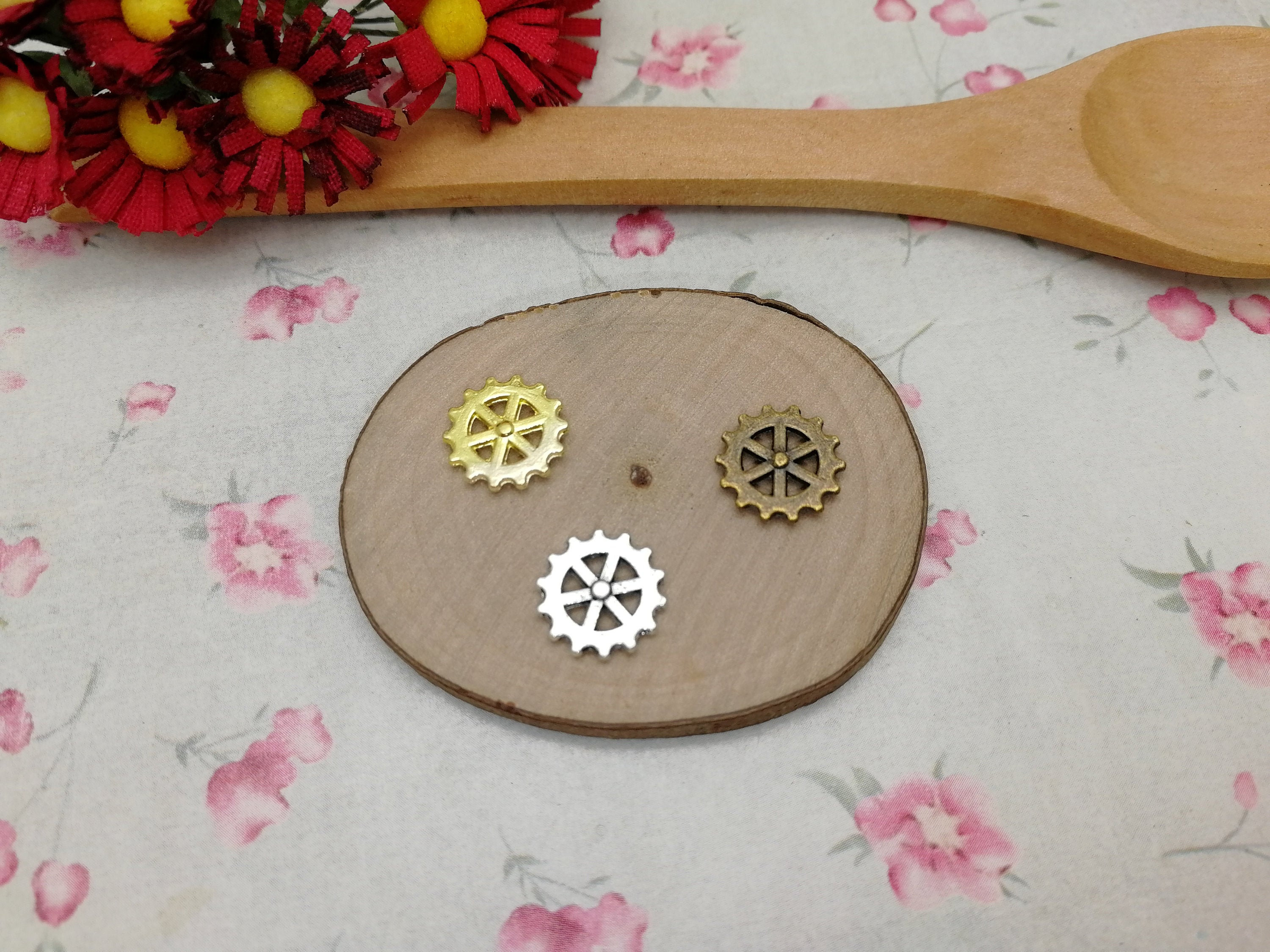 アクセサリー minesin 10/50 Pieces Metal Gear Wheel Pendant Necklace Earring