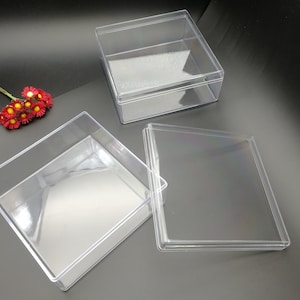 2 pezzi 125x125x50mm forma quadrata trasparente scatola di plastica PS, strumento per orecchini con perline di gioielli regalo per festa di nozze display di stoccaggio resina acrilica ZB0101