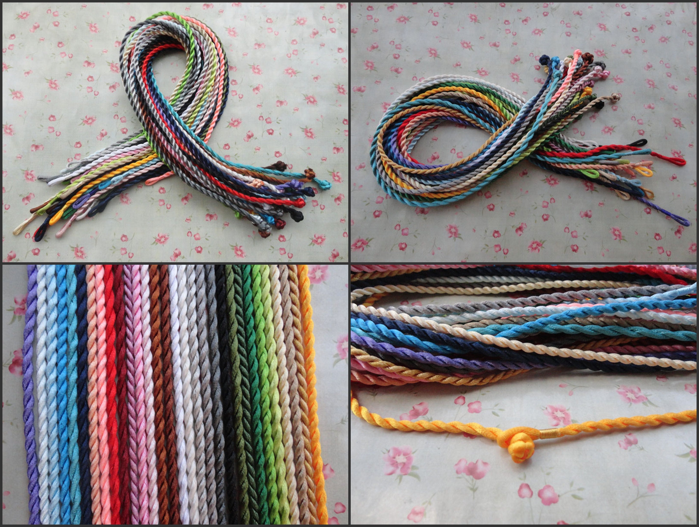 10 Pieces Handmade Twist Silk Satin Necklace String Cord