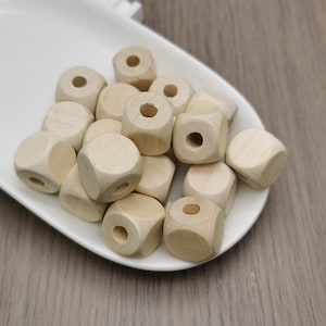 50/250 Pieces Natural Wood Bead 16MM Square Cube Shape , Unfinished Wooden Pendant Charm Handmade Craft Jewelry Making DIY Finding , ZW0349