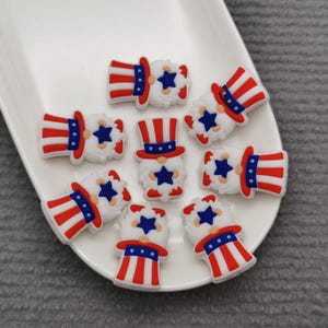 Silikonpärla Amerikansk självständighetsdag Gnome Dvärg Fokalpärla för Pennarmband Halsband Nyckelring Snodd, Silikon DIY Berlock Hitta ZS0950