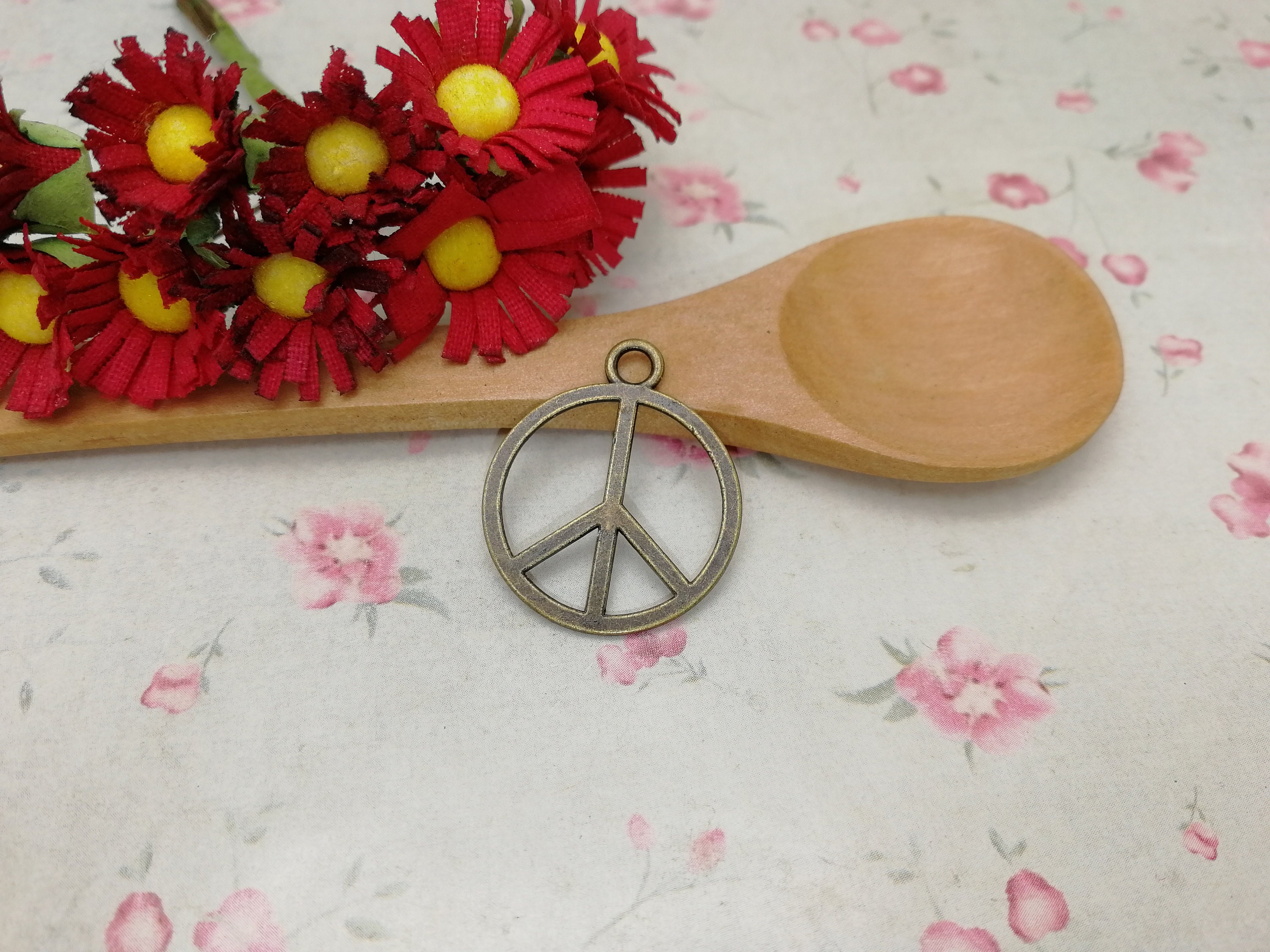 【一部予約販売】 30/100 Pieces Metal Peace Symbol Pendant Necklace Earring ミュージシャン