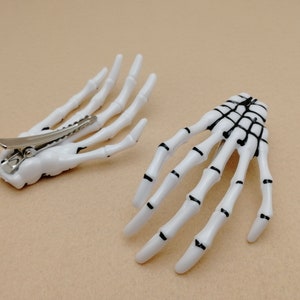 2/10/50 pezzi colore bianco 70x40 mm plastica Halloween scheletro sanguinante fermaglio per capelli in alligatore a mano, accessorio per capelli fermaglio per testa ZH0086