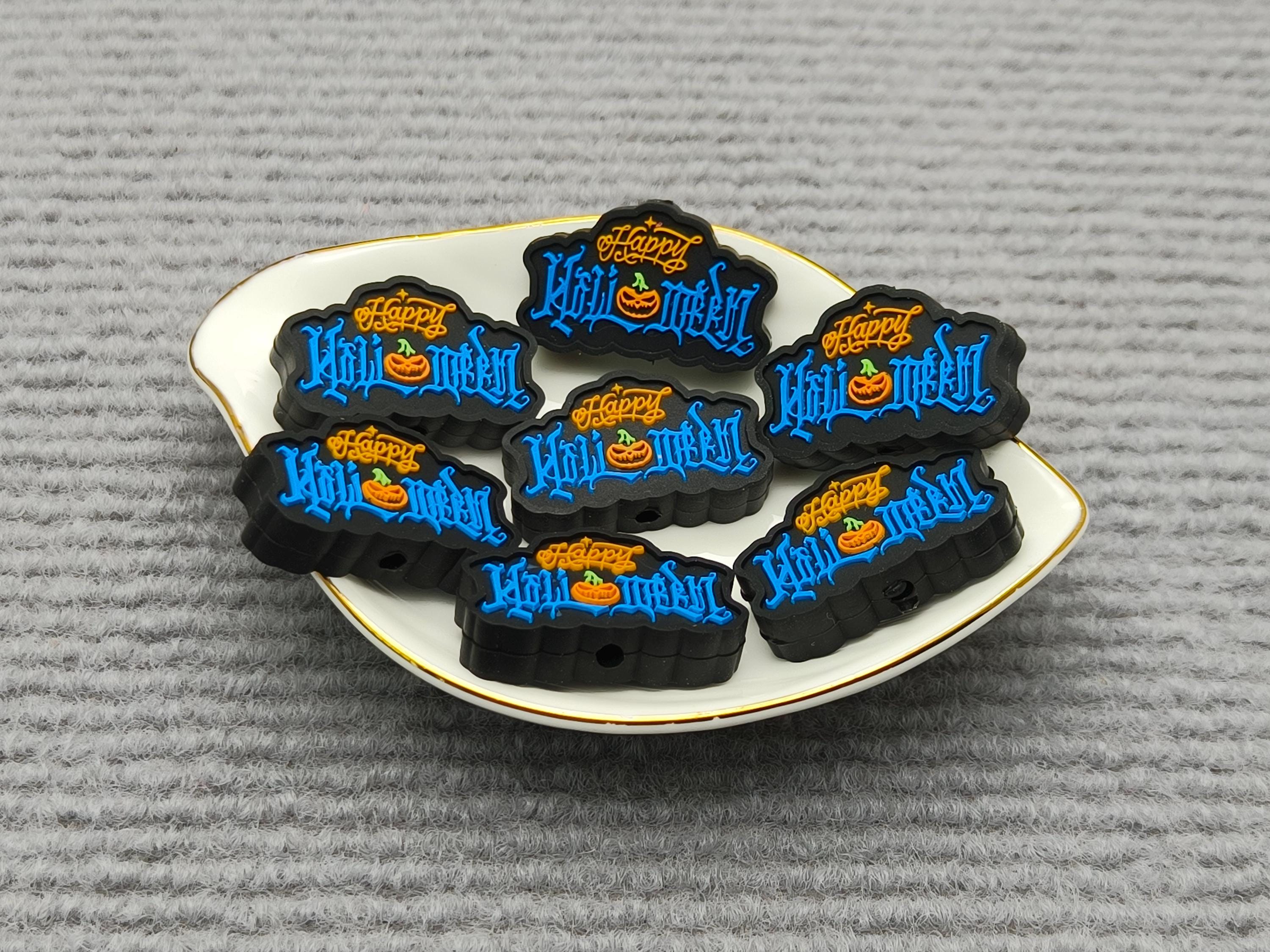 Silicone Bead Happy Halloween Pumpkin Lantern Focal Bead for Pen