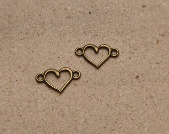 50/200 Pieces Metal Love Heart Connector Pendant Necklace