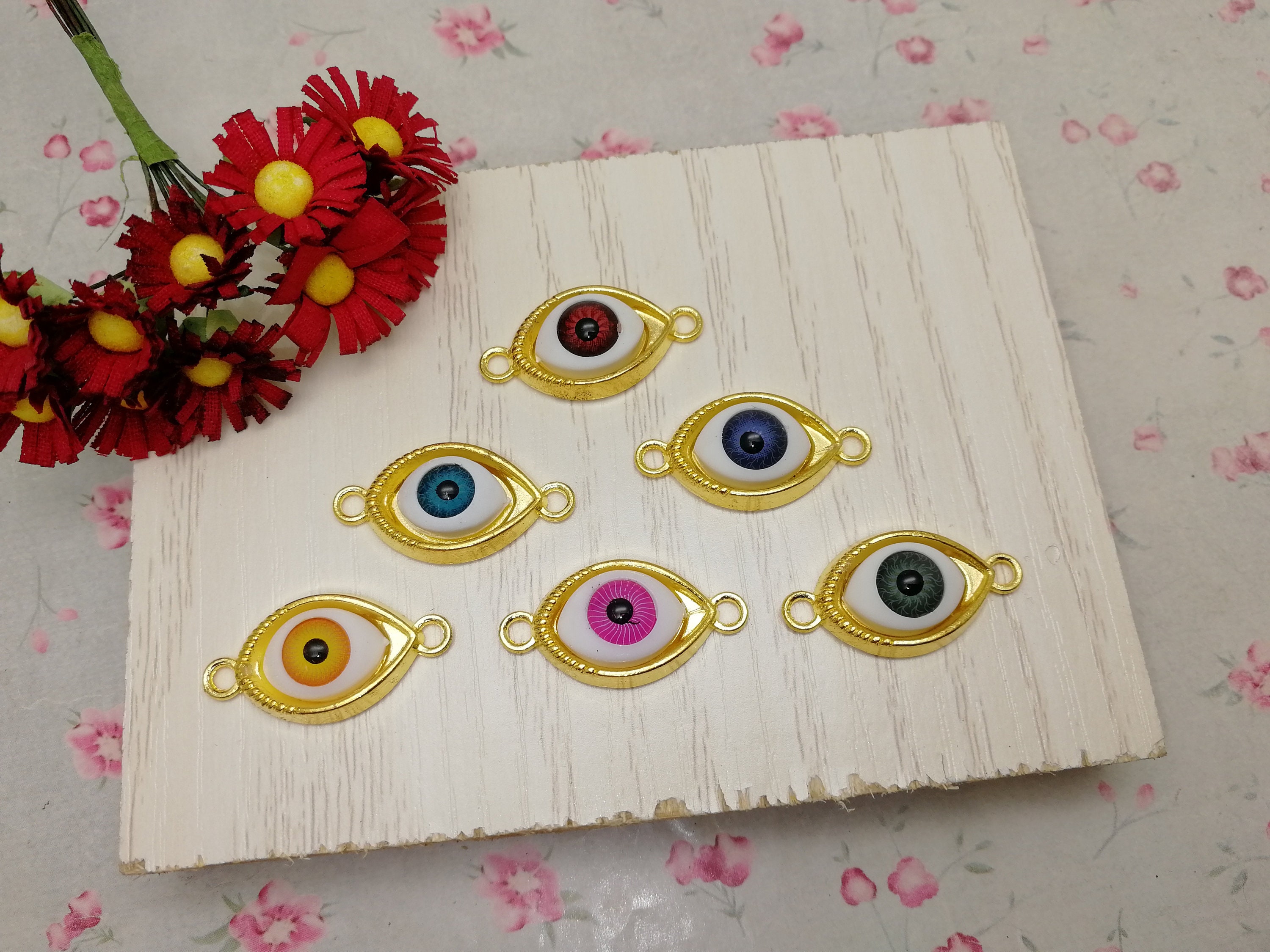 6 / 20 Pieces Gold Color Metal Eye Pendant Charm With Mix - Etsy
