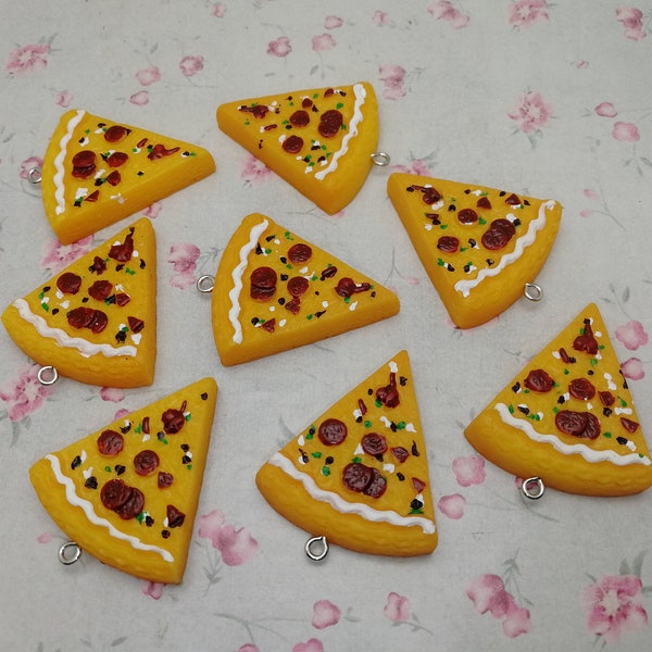 6/20 pieces plastic pizza pizzeria pendant charm , resin handmade jewelry making DIY finding necklace earring decoration accessory , ZP0193