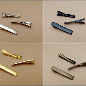 10/100 Stück 46 mm Länge Metall Flach Krokodilklemme Kopf Haarspange Zubehör blank Haarnadel , Gold Silber Schwarz Antike Bronzefarbe ZH0097