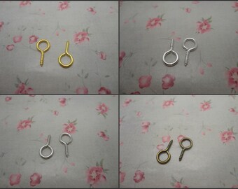 100/500 piezas 9 x 4 mm tornillo ojo gancho pasador para colgante botella, ganchos de ojo broche de ojo gancho de ojo hallazgo oro plata color bronce antiguo ZF0039