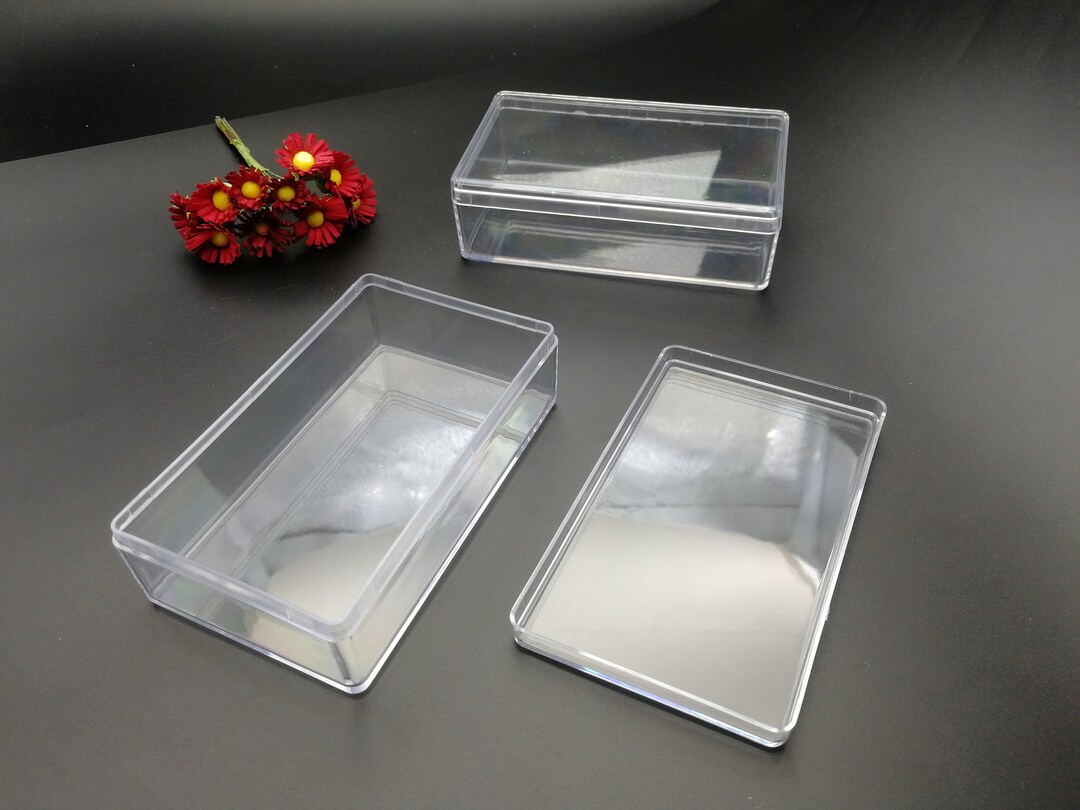 4 Pieces 100x60x30mm Rectangle Shape Clear PS Plastic Box , Jewelry ...