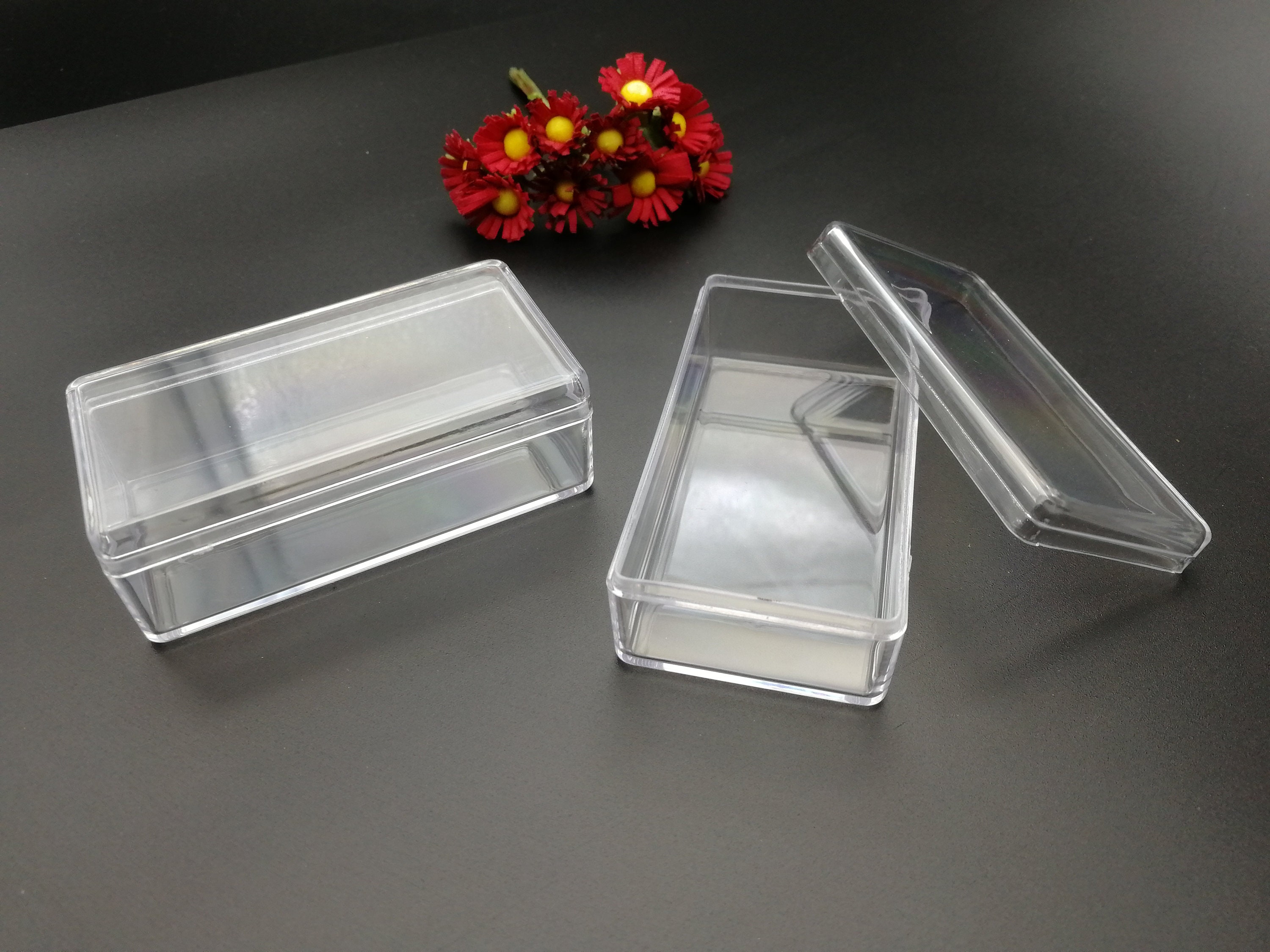 4 Pieces 75x40x25mm Rectangle Shape Clear PS Plastic Box , Jewelry Bead ...