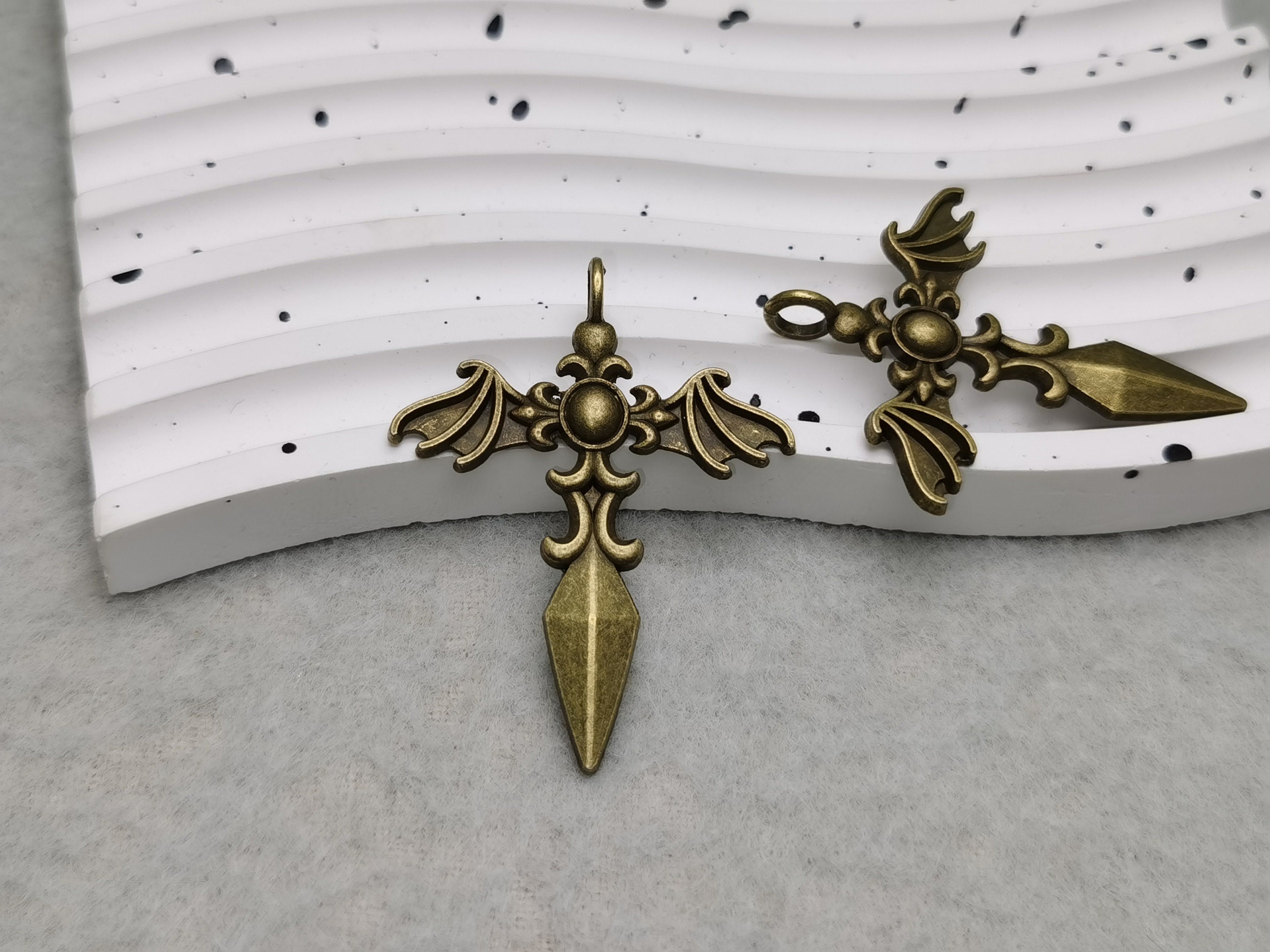 6/20 Pieces Metal Cross Wing Pendant Necklace Earring