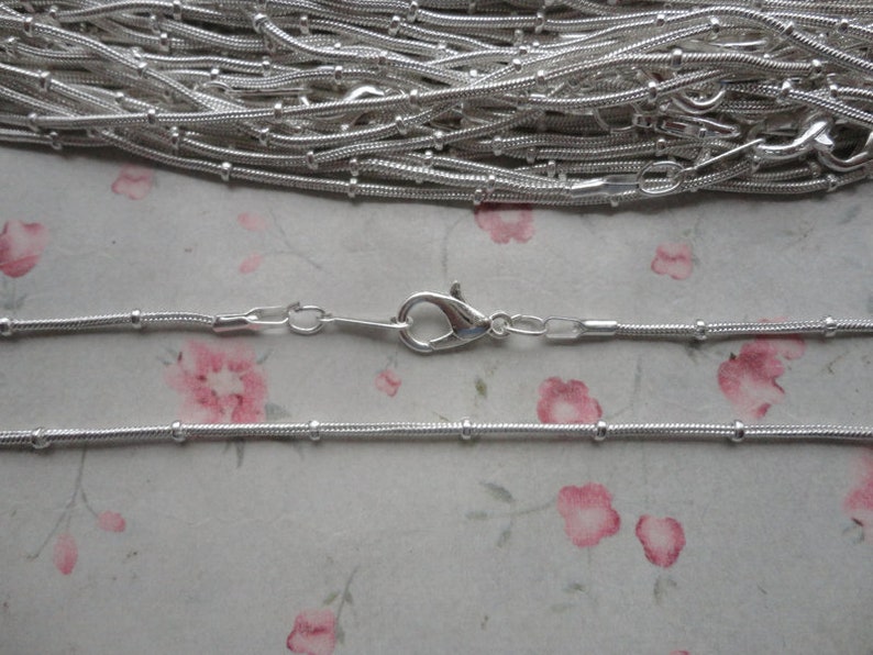 jewelry making DIY 3 colors option 30pcs 1.5mm diameter 17 inches length metal snake ball bead chain necklace with lobster clasp ZN20