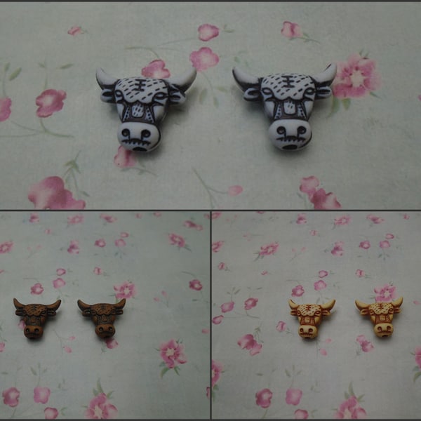 20/100 pieces plastic bull cow ox head bead , retro antique color resin handmade jewelry making DIY finding pendant charm accessory , ZP0040