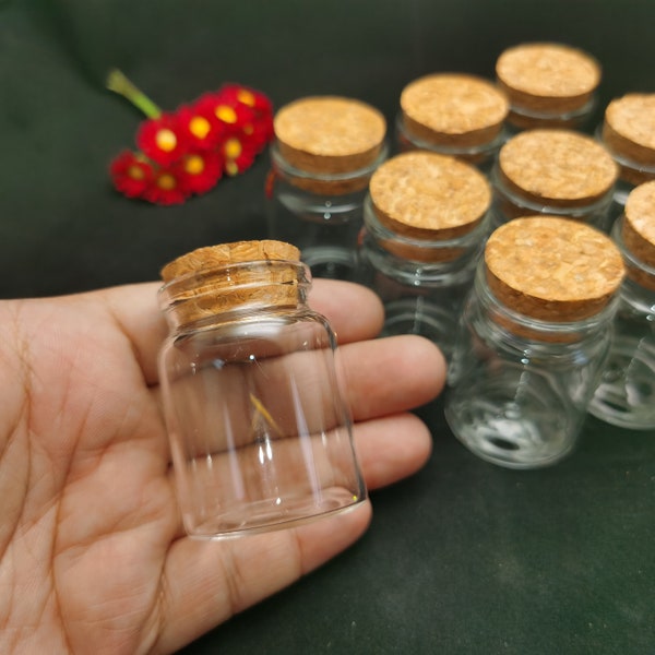 4/20 pieces 50x37 mm clear glass bottle with cork , 30 ml liquid hold transparent glass jar vial wedding party wish bottle food safe ZB0141