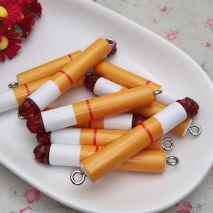 6/20 pieces plastic smoke cigarette pendant charm , resin handmade jewelry making DIY finding necklace earring decoration accessory , ZP0719
