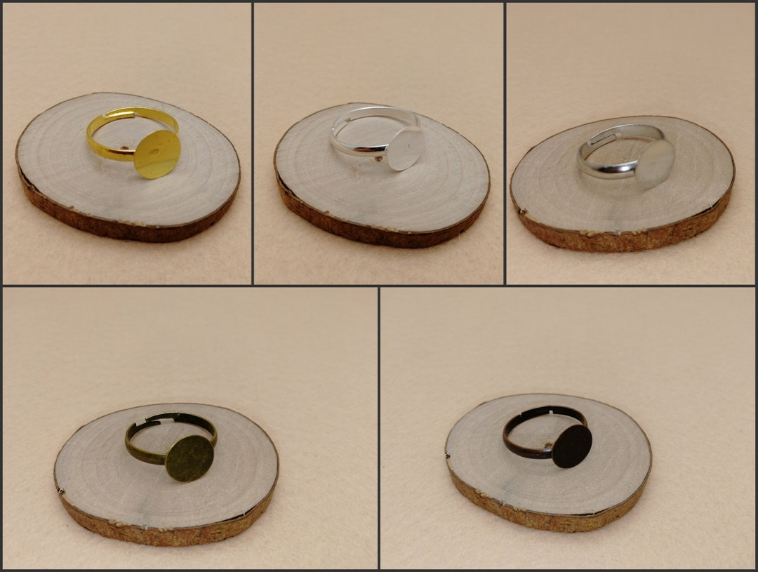Pad Ring Base 20/100 Pieces Adjustable Ring Blank With 10mm Round Flat Pad , Ring ...