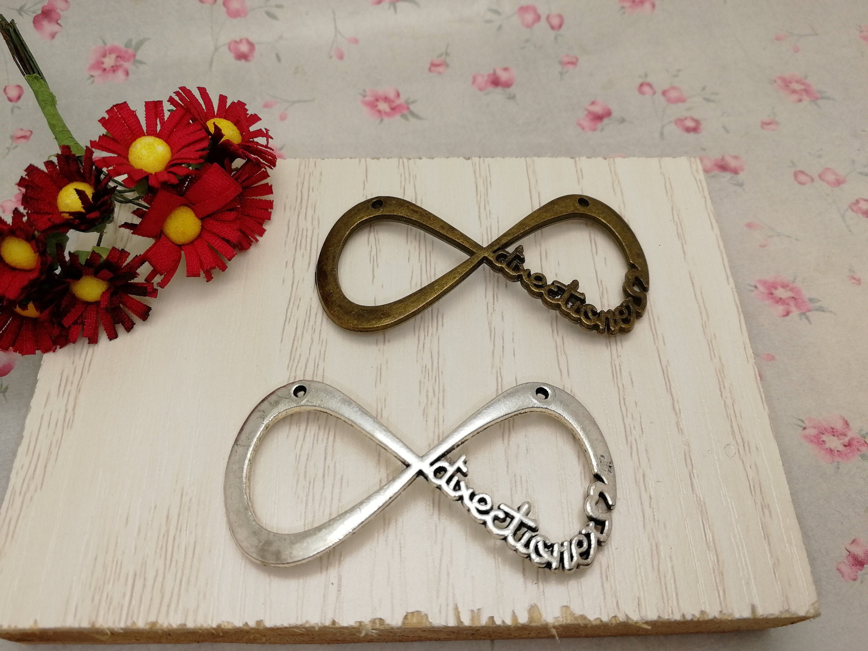 6/20 Pcs Metal Infinity Eight Connector Pendant Necklace
