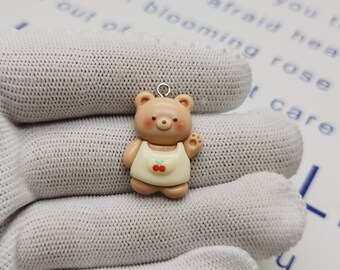 6/20 Pieces Plastic Bear Pendant Charm , Resin Handmade