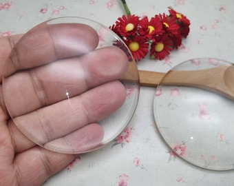 70 mm Durchmesser runden klaren Glas Cabochon Charme, flache Rückseite perfekt glatten Rand Kuppel transparent Cameo decken Schmuck Anhänger Suche ZG0024