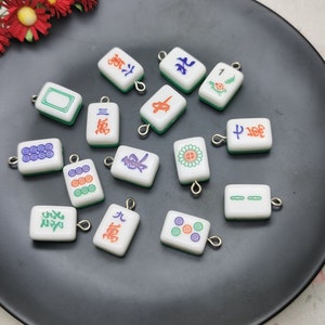 6/20 pieces plastic mahjong pendant charm , resin handmade craft jewelry making DIY finding necklace earring decoration accessory , ZP0490