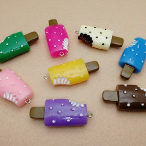 6/20 pieces plastic ice cream pendant charm , resin handmade craft jewelry making DIY finding necklace earring decoration accessory , ZP0057
