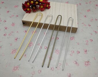 6/20/50 piezas metal U forma pelo tenedor pin clip diadema en blanco, horquilla pelo cabeza palo recoger banda accesorio de boda joyería encontrar ZH0072