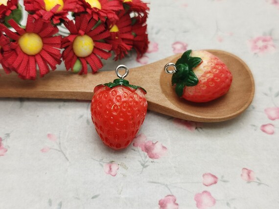 Strawberry Kawaii Charm, Flatback Charms Kawaii