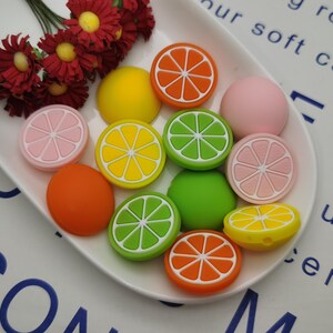 Silicone Bead Orange Lemon Fruit Focal Bead for Pen Bracelet Necklace Keychain Lanyard , Silicone Bead Wholesale DIY Charm Finding ZS0170