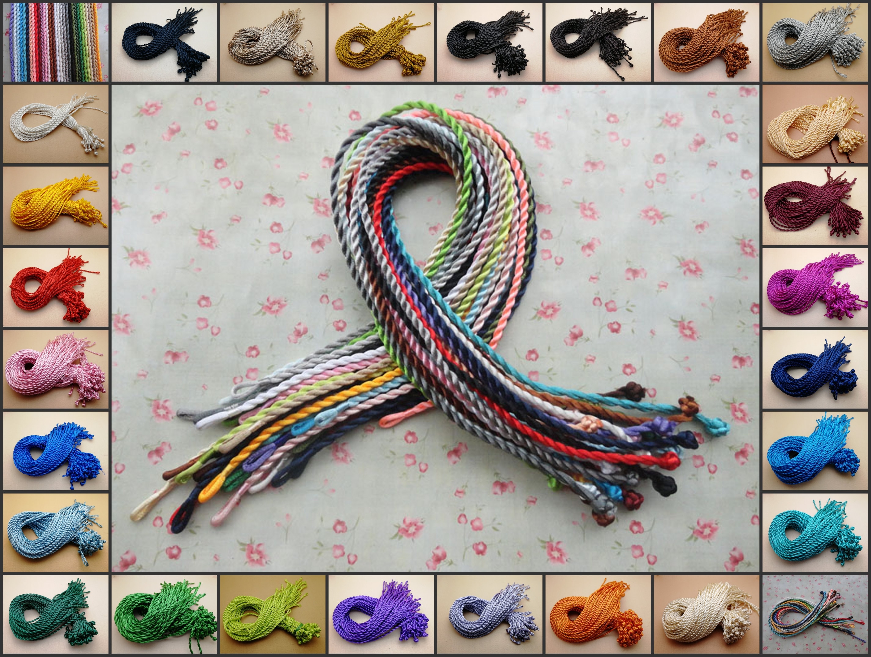 10 Pieces Handmade Twist Silk Satin Necklace String Cord