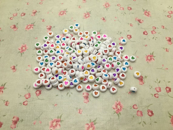 100/1000 個 7 mm プラスチック ミックスカラー ハートビーズ、樹脂
