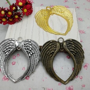 3/10 Piece Metal heart wing feather Pendant Necklace Earring Keychain Charm Handmade Jewelry Finding Antique Bronze Silver Gold Color ZM0268